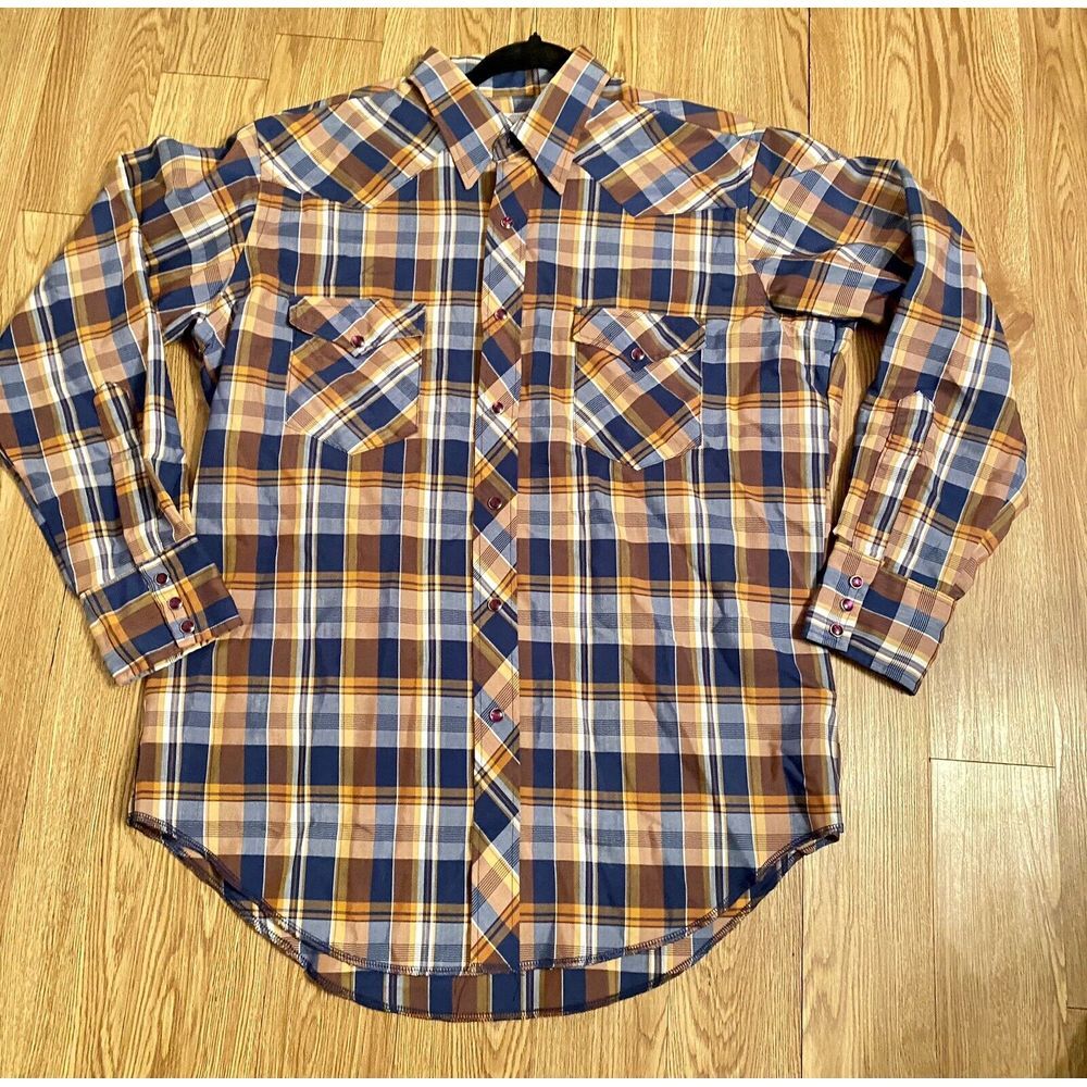 Wrangler VTG Mens Sz 16.5 33 Western Shirt Button Up Long Sleeve Pearl Buttons